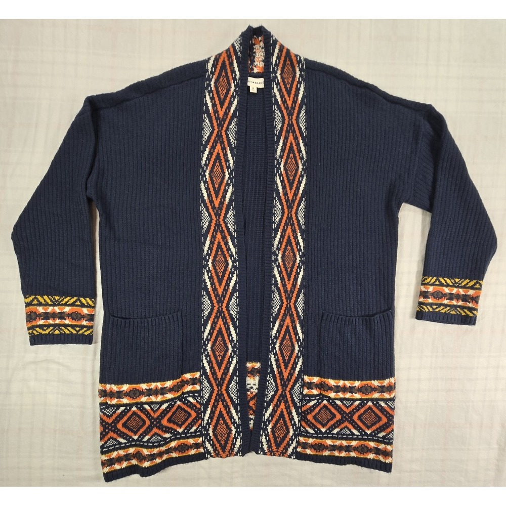 Lucky Brand Open Cardigan Sweater Jacket Aztec Geometric Boho Womens XL